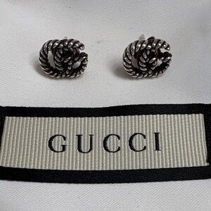 Gucci Twisted aged silver GG earrings